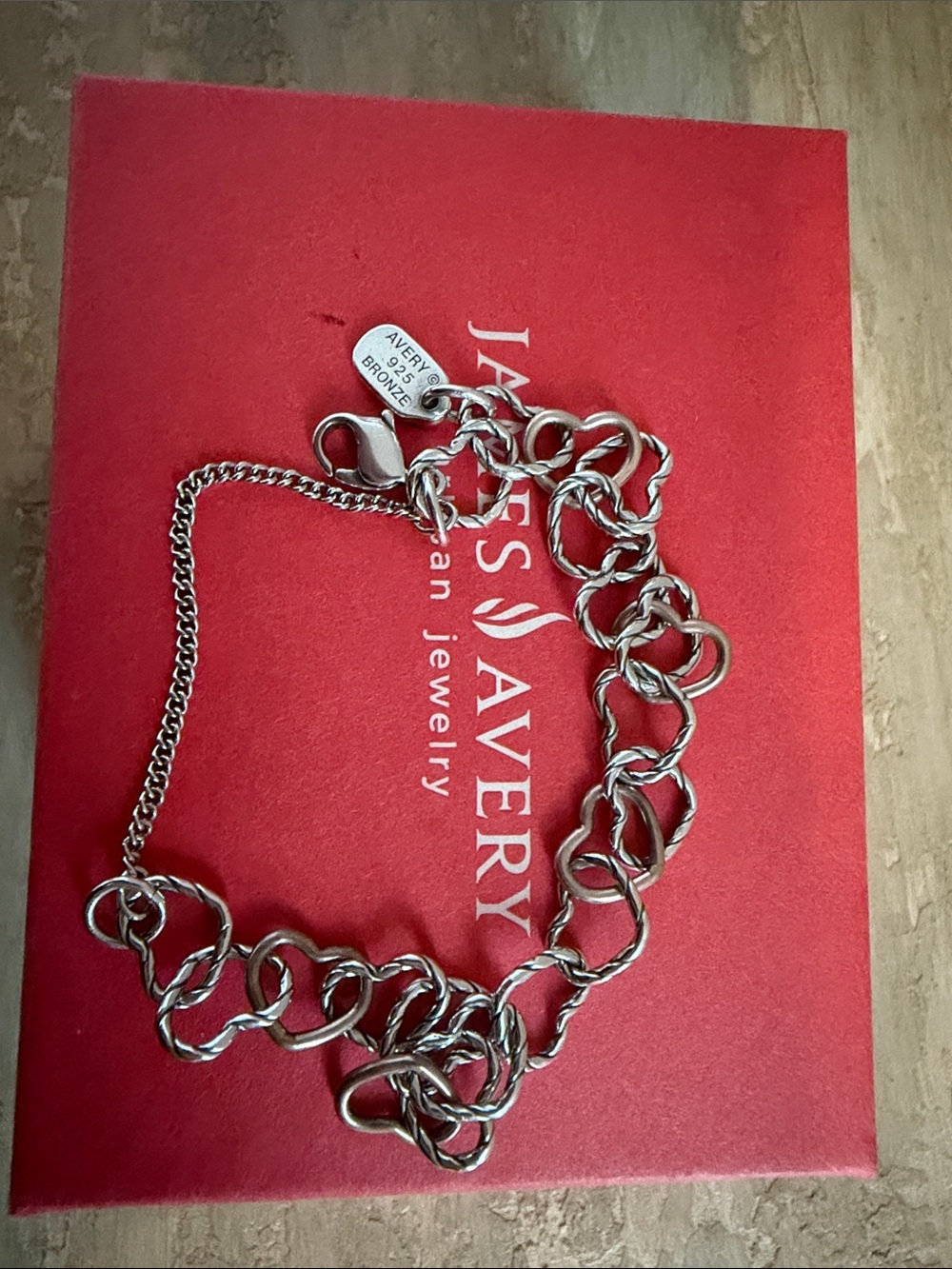 James Avery Two-Tone Heart Link Bracelet - Silver & bronze